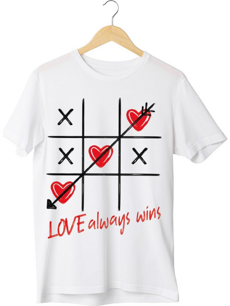 Γυναικεία Κοντομάνικη Μπούζα Valentine's day Love Always Wins S5439W-Λευκό