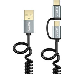 Choetech XAC-0012-101BK 2 σε 1 USB Σπιράλ Καλώδιο Type-C & Micro USB 1.2 μέτρα - Μαύρο