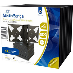 MediaRange CD Jewelcase for 6 discs 22mm Black Pack 5