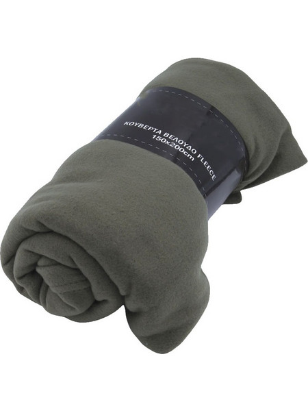 Κουβέρτα Fleece 100% πολυέστερ διαστάσεων 150x200cm σε χρώμα χακί
