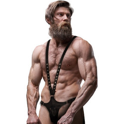 FETISH SUBMISSIVE ATTITUDE - MENS V-SHAPED ECO-LEATHER HARNESS