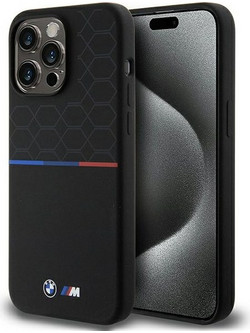 BMW M Silicone Pattern MagSafe case for iPhone 15 Pro Max - black