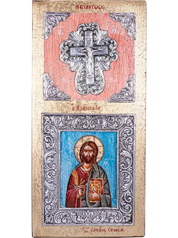 Ασημένια εικόνα του Χριστού με διαστάσεις 19cmΧ40cm. S18131