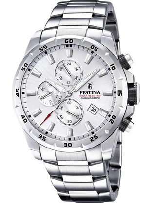 Festina Ανδρικό Ρολόι Χρονογράφος με Ασημί Μεταλλικό Μπρασελέ F20463/1