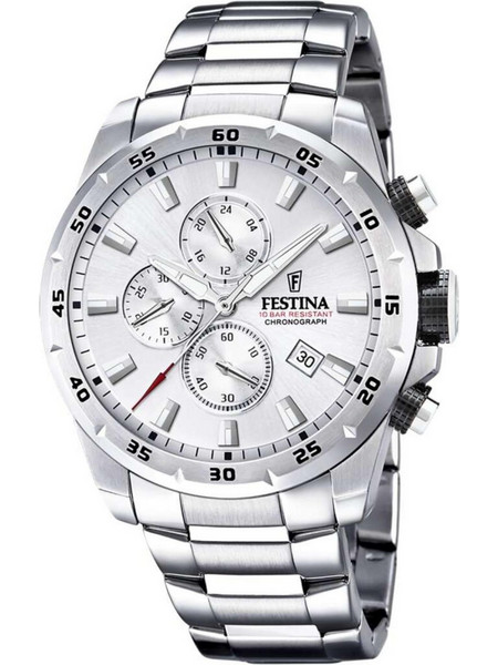Festina Ανδρικό Ρολόι Χρονογράφος με Ασημί Μεταλλικό Μπρασελέ F20463/1