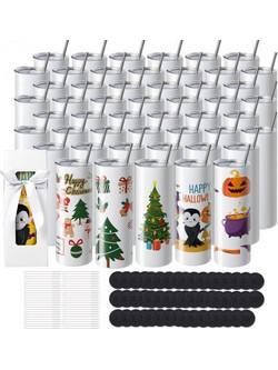 50τμχ Ισοθερμικά Ποτήρια Sublimation VEVOR 20oz, Ανοξείδωτα με Καπάκι & Καλαμάκι KBJPJTJBXG507H8NIV0