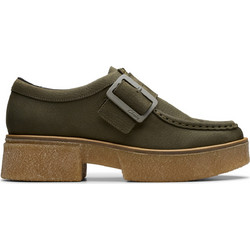 CLARKS 26178679 4 LINOSO MONK DARK GREEN NUBUCK WOMEN SHOES
