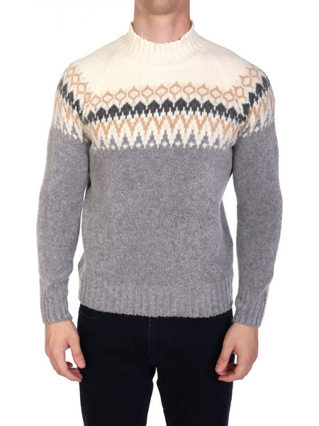 GRAN SASSO ΠΛΕΚΤΟ CREW NECK MULTI ΕΚΡΟΥ