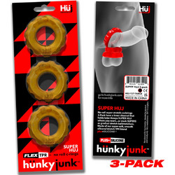 Hunkyjunk HUJ C-Ring Σετ Ελαστικά Δαχτυλίδια Πέους & Όρχεων Σιλικόνης Χρυσά 3τμχ
