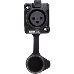 Master Audio XLR003F Τριπολικό XLR Σασί Θηλυκό Με Καπάκι Για Προστασία Από Νερό Και Σκόνη Σε Μαύρο Χρώμα