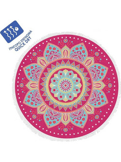 Mandala Στρογγυλή Πετσέτα Θαλάσσης Φούξια 150cm 1235659
