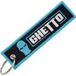 Ghetto Logo Keychain Black/Miami Blue Color | Embroidered Street Keyring