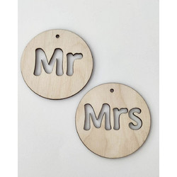 Ξύλινο Mr / Mrs - Mrs, 30εκ με βάση, Όχι τρύπα