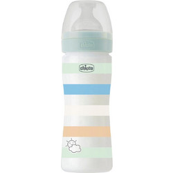 Chicco Well Being Πλαστικό Μπιμπερό με Θηλή Σιλικόνης κατά των Κολικών 2m+ Boy Ciel/Mint 250ml