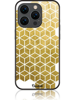 Gold Cubes Θήκη Κινητού Σχέδιο 50038 - iPhone, iPhone 15 Pro, Tempered Glass Case