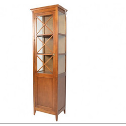 Βιτρίνα από μασίφ ξύλο σε χρώμα καρυδί 55x40x195