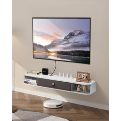 VEVOR Επιτοίχια Βάση Τηλεόρασης 47 in (119,4 cm) Κέντρο Ψυχαγωγίας με Τρύπα Καλωδίου Λευκό