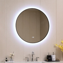 Inter Ceramic ICL 1855/80 Στρογγυλός Καθρέπτης Μπάνιου Led Αντιθαμβωτικός Αφής Μεταλλικός Μαύρος 185580