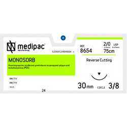 ΡΑΜΜΑ MONOSORB 2/0 75εκ. 30χιλ. 3/8 του κύκλου, κόπτουσα