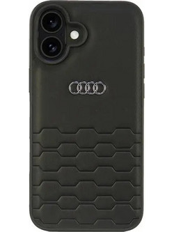 Audi Synthetic Leather iPhone 16 Plus 6.7 black/black hardcase AU-TPUPCIP16M-GT/D2-BK - (AUDI000182-0)