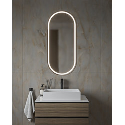 Καθρέπτης τοίχου Semi Oval Mat 45x100 με κρυφό φωτισμό Led Διακόπτης Αφής: Ναι