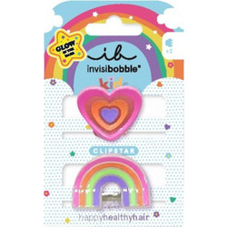 AMBITAS Invisibobble Clipstar Glow Happy Heart Παιδικά Kλιπ Μαλλιών 2 Τεμάχια