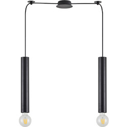 Home Lighting Κρεμαστό Φωτιστικό Οροφής Δίφωτο GU10 Μαύρο SE21-BL-5-BL2 77-8671