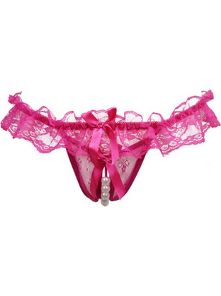 Women Lace Cortchless T-string Fuchsia