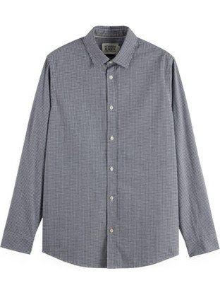 Scotch & Soda Ανδρικό Πουκάμισο Βαμβακερό Μακρυμάνικο Κανονική Γραμμή Navy Μπλε 181238-401
