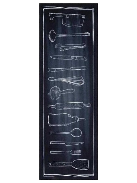 vidaXL Χαλί Κουζίνας Toile Μαύρο 180 x 60 cm Βελούδο 42013431