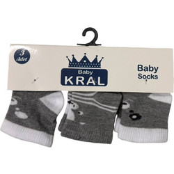 ΒΡΕΦΙΚΕΣ ΚΑΛΤΣΕΣ ΓΚΡΙ ΑΡΚΟΥΔΑΚΙ 3 ΤΕΜ KRAL19001-BEAR-GREY