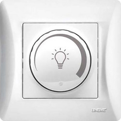 Lineme Χωνευτός Διακόπτης Dimmer με Πλαίσιο Για LED Περιστροφικός 200W σε Λευκό Χρώμα Κωδικός: 50-00141-1