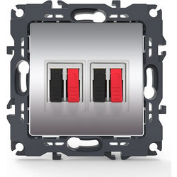 Πρίζα Διπλή Ηχείων με Κλιπ Prime Series Ματ Αλουμίνιο IP20 1000113603 ACA