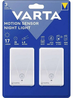 Varta 16624 - Φωτιστικό Νυκτός Μπαταρίας AAA με Αισθητήρα Κίνησης σε Άσπρο Χρώμα (Σετ 2 Τεμάχια)