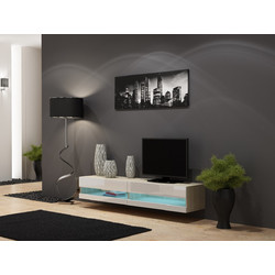 Έπιπλο Τηλεόρασης Ξύλινο Vigo New με Φωτισμό LED Sonoma / White Gloss Μ180xΠ30xΥ40cm