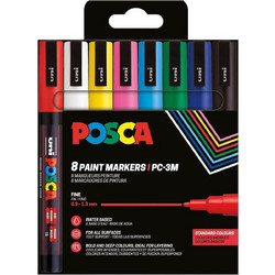 Μαρκαδόροι Σχεδίου Uni Posca PC-3M με πάχος μύτης 0.9-1.3mm - 8 τεμάχια PC-3M/8P