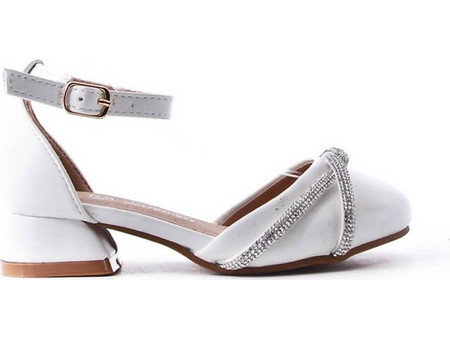 Girls Party Shoes Sandals With Small Heels in WHITE Emily