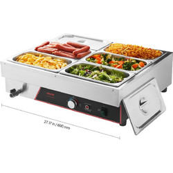 VEVOR Ηλεκτρικός Θερμαντήρας Τροφίμων 1500W με 6 Δοχεία - Ιδανικός για Εστίαση & Δεξιώσεις SYSPBWQ613FS94XZI001V2