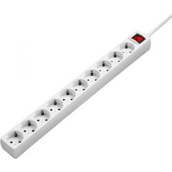 Πολύπριζο Hama με 10 Θύρες Εισαγωγής Σούκο και Διακόπτη Ασφαλείας On/Off Καλώδιο 3m Λευκό Max 3500W