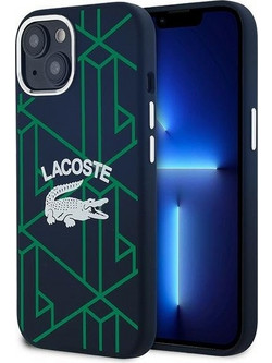 LACOSTE Iphone 15 / 14 / 13 6.1 Blue Hardcase Silicone Monogram Vintage Logo - (LCHMP15SSBIV)