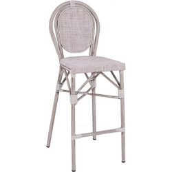 Σκαμπό αλουμινίου Bamboo look πατίνα λευκό με textline 41x52x116εκ