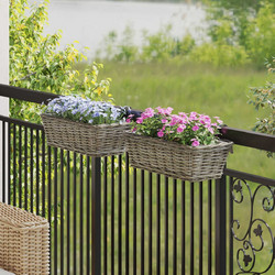 vidaXL Σετ Κρεμαστά Κασπώ Καλάθια Rattan Γκρι 48x22x15cm 2τμχ