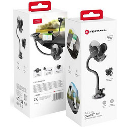 Forcell F-Grip Oval - Βάση Κινητού για Ταμπλό / Παρμπρίζ Αυτοκινήτου με Βραχίονα 27cm σε Μαύρο Χρώμα
