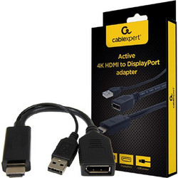 CABLEXPERT ACTIVE 4K HDMI TO DISPLAY PORT ADAPTER BLACK RETAIL PACK