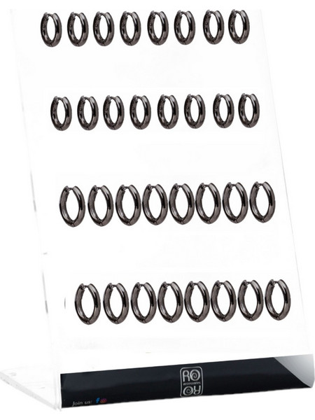 Σκουλαρίκι Κρίκος αυτιού Stainless Steel μαύρος 2.5*8/10 mm