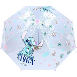 Παιδική Ομπρέλα Stitch Rainy Days | Διάφανη Ομπρέλα με Ροζ Λεπτομέρειες