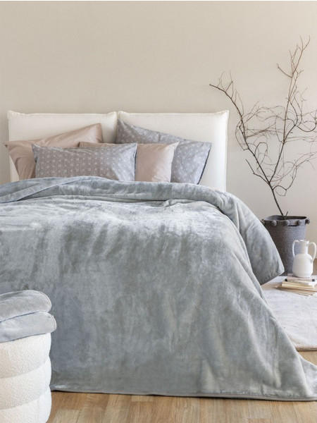 Palamaiki Κουβέρτα Βελουτέ 240x260 DREAM VELOUR/4 ASH Γκρι