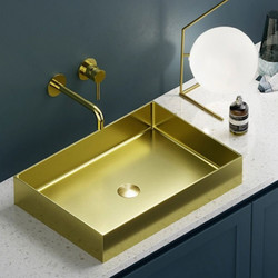 Karag SATURN Oro BB9812-BG Επικαθήμενος Νιπτήρας Μπάνιου Inox 55x38x10cm Χρυσός