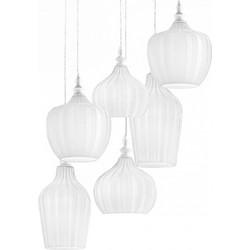 LUCE CLEOFE-S/6-B Κρεμαστό Φωτιστικό Οροφής Καμπάνα Πολύφωτο E27 Λευκό Φ71x130cm