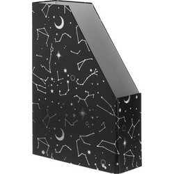 Θήκη Περιοδικών &amp Χαρτιών Χάρτινη Μαύρη Foil Zodiac με Μεταλλική Θήκη Ετικέτας 24x8.5x33cm